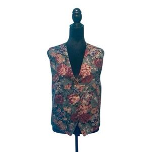 Billie Martin 'The Vest Company' Floral Print Tapestry Vest - Size Large